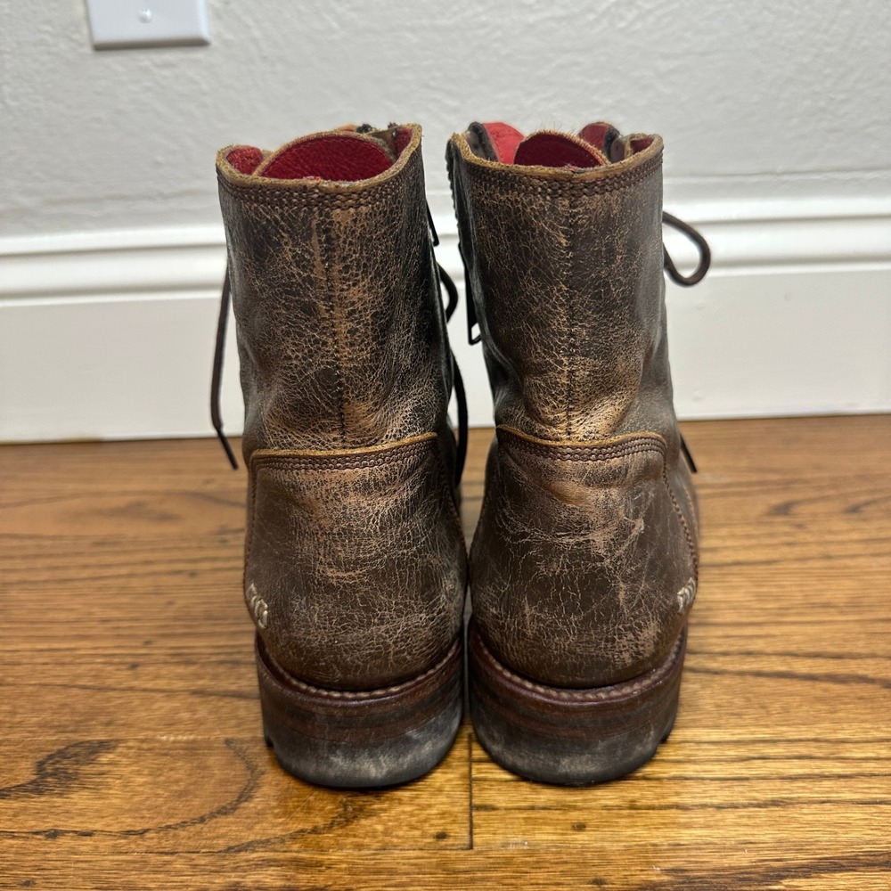 Bed Stu Tactic Trek Women's Combat Boots Brown Distressed Leather Vibram Size 8 - Picture 5 of 11